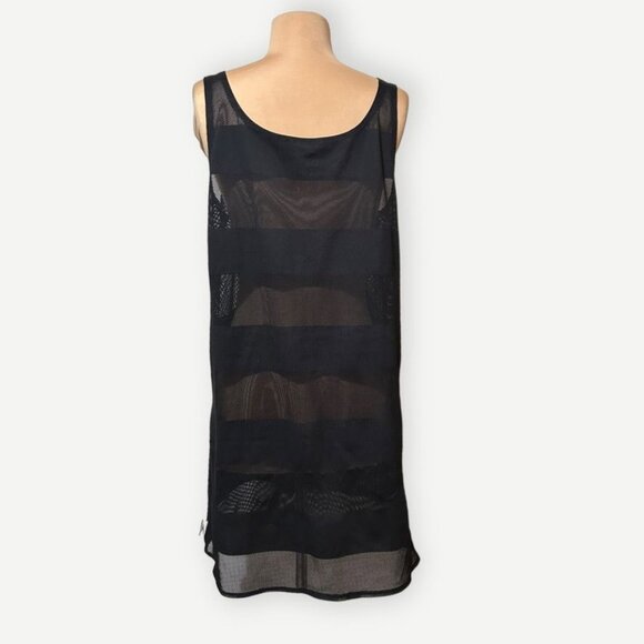 90s Swim Cover Up Dress M Black Mesh Banded Beach Pool EUC Vintage Retro Speedo - Picture 5 of 5